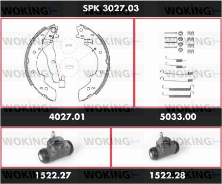 Woking SPK 3027.03 - Комплект гальм, барабанний механізм autocars.com.ua