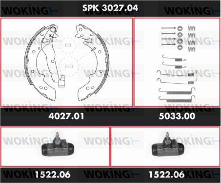 Woking SPK 3027.04 - Комплект тормозных колодок, барабанные autodnr.net