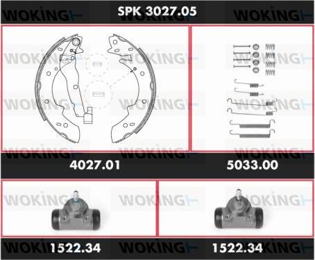 Woking SPK 3027.05 - Комплект тормозных колодок, барабанные autodnr.net