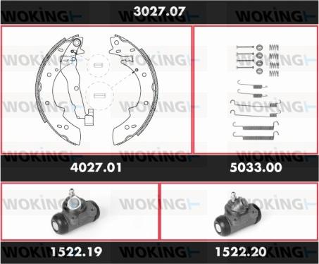 Woking SPK302707 - Комплект тормозных колодок, барабанные autodnr.net