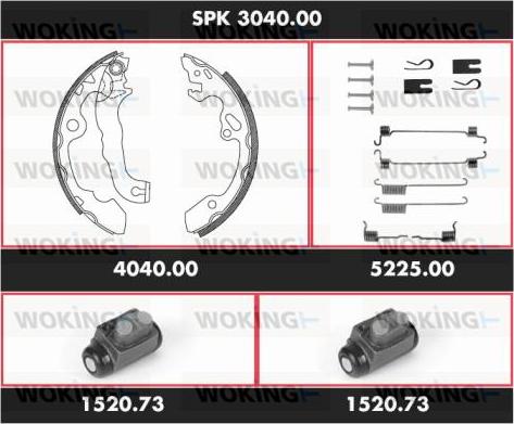 Woking SPK 3040.00 - Комплект гальм, барабанний механізм autocars.com.ua