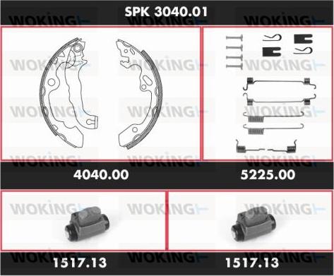 Woking SPK 3040.01 - Комплект тормозных колодок, барабанные avtokuzovplus.com.ua