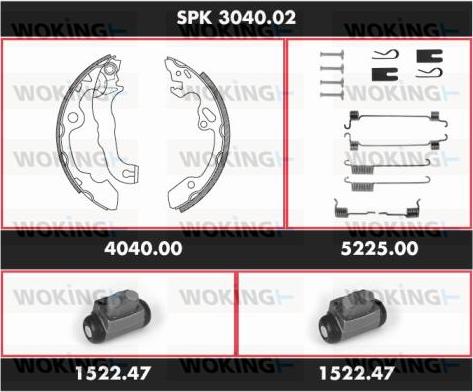 Woking SPK 3040.02 - Комплект гальм, барабанний механізм autocars.com.ua