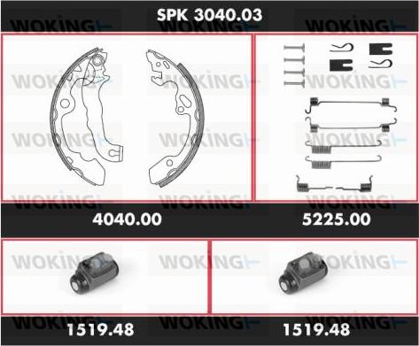 Woking SPK 3040.03 - Комплект гальм, барабанний механізм autocars.com.ua