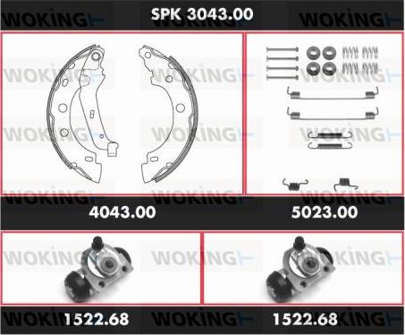 Woking SPK 3043.00 - Комплект гальм, барабанний механізм autocars.com.ua