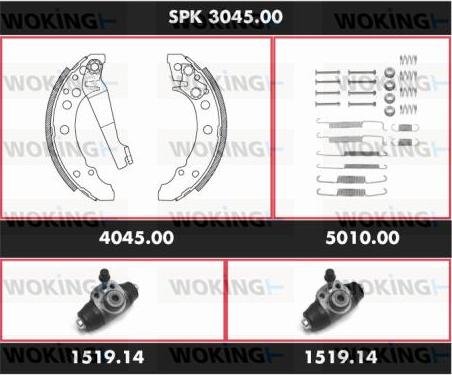 Woking SPK 3045.00 - Комплект гальм, барабанний механізм autocars.com.ua