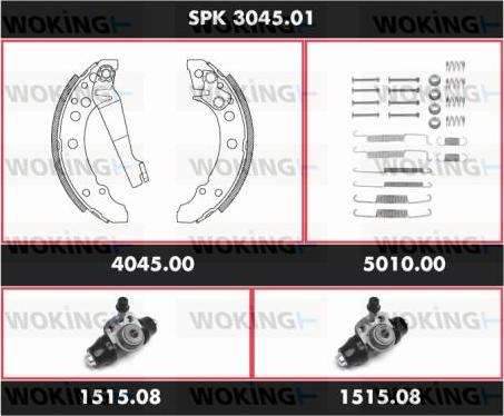 Woking SPK 3045.01 - Комплект гальм, барабанний механізм autocars.com.ua