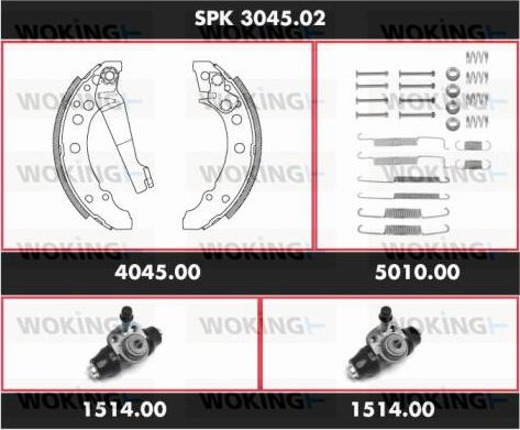 Woking SPK 3045.02 - Комплект гальм, барабанний механізм autocars.com.ua