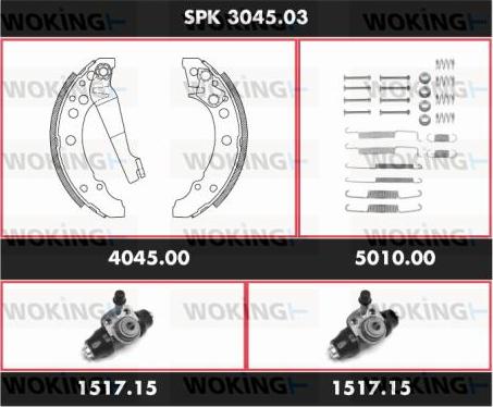 Woking SPK 3045.03 - Комплект тормозных колодок, барабанные avtokuzovplus.com.ua