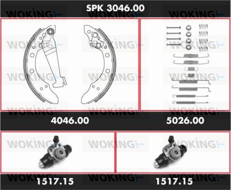 Woking SPK 3046.00 - Комплект гальм, барабанний механізм autocars.com.ua