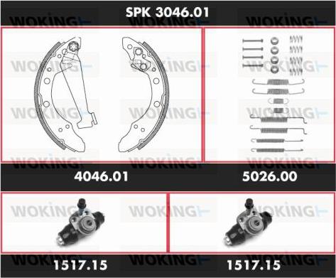 Woking SPK 3046.01 - Комплект гальм, барабанний механізм autocars.com.ua