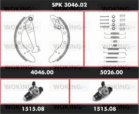 Woking SPK 3046.02 - Комплект тормозных колодок, барабанные avtokuzovplus.com.ua