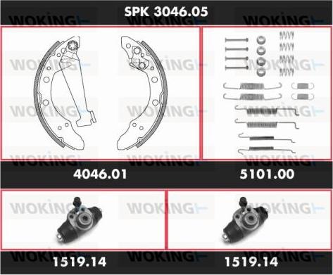 Woking SPK 3046.05 - Комплект тормозных колодок, барабанные autodnr.net