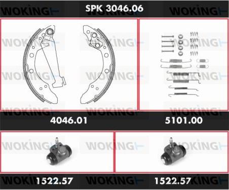 Woking SPK 3046.06 - Комплект гальм, барабанний механізм autocars.com.ua