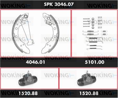 Woking SPK 3046.07 - Комплект гальм, барабанний механізм autocars.com.ua