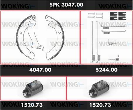 Woking SPK 3047.00 - Комплект гальм, барабанний механізм autocars.com.ua