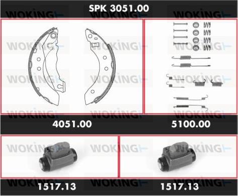 Woking SPK 3051.00 - Комплект тормозных колодок, барабанные autodnr.net