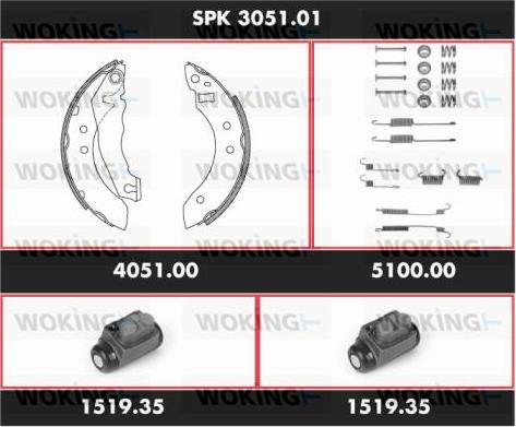 Woking SPK 3051.01 - Комплект тормозных колодок, барабанные autodnr.net