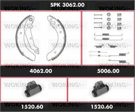 Woking SPK 3062.00 - Комплект тормозных колодок, барабанные avtokuzovplus.com.ua