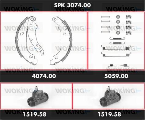 Woking SPK 3074.00 - Комплект гальм, барабанний механізм autocars.com.ua