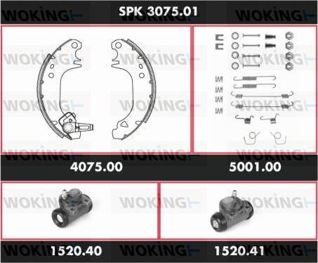 Woking SPK 3075.01 - Комплект гальм, барабанний механізм autocars.com.ua