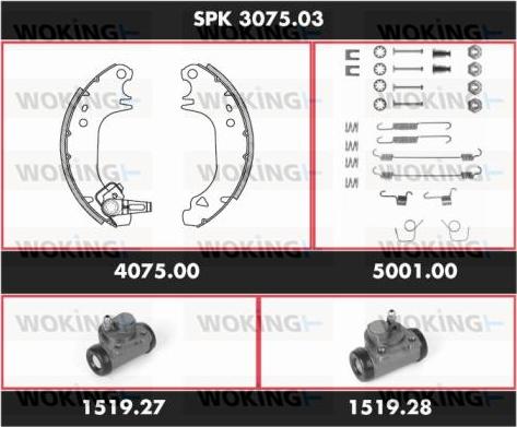 Woking SPK 3075.03 - Комплект гальм, барабанний механізм autocars.com.ua