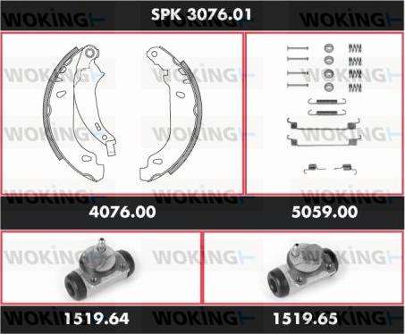 Woking SPK 3076.01 - Комплект тормозных колодок, барабанные avtokuzovplus.com.ua