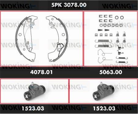 Woking SPK 3078.00 - Комплект гальм, барабанний механізм autocars.com.ua