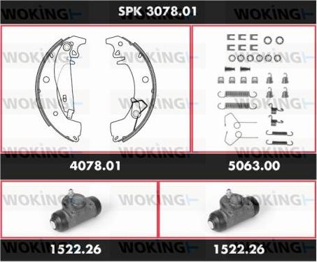 Woking SPK 3078.01 - Комплект гальм, барабанний механізм autocars.com.ua