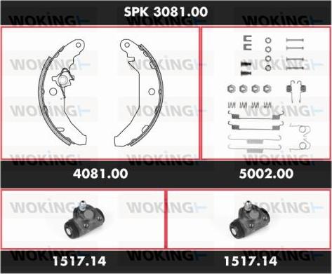 Woking SPK 3081.00 - Комплект тормозных колодок, барабанные avtokuzovplus.com.ua