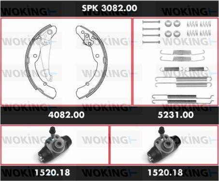 Woking SPK 3082.00 - Комплект гальм, барабанний механізм autocars.com.ua