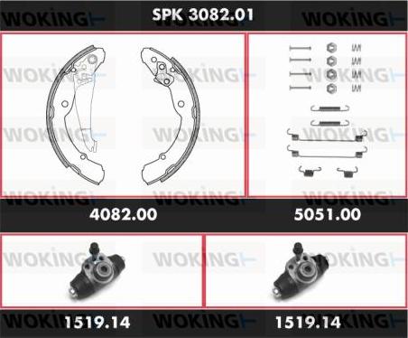 Woking SPK 3082.01 - Комплект гальм, барабанний механізм autocars.com.ua