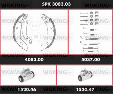 Woking SPK 3083.03 - Комплект гальм, барабанний механізм autocars.com.ua