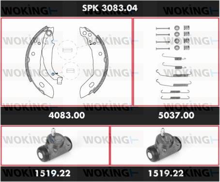 Woking SPK 3083.04 - Комплект тормозных колодок, барабанные autodnr.net