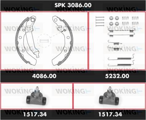 Woking SPK 3086.00 - Комплект тормозных колодок, барабанные avtokuzovplus.com.ua