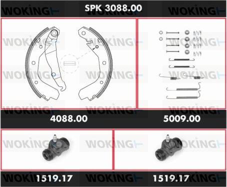 Woking SPK 3088.00 - Комплект тормозных колодок, барабанные avtokuzovplus.com.ua