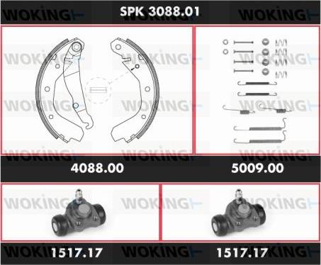 Woking SPK 3088.01 - Комплект гальм, барабанний механізм autocars.com.ua