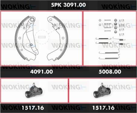 Woking SPK 3091.00 - Комплект тормозных колодок, барабанные avtokuzovplus.com.ua