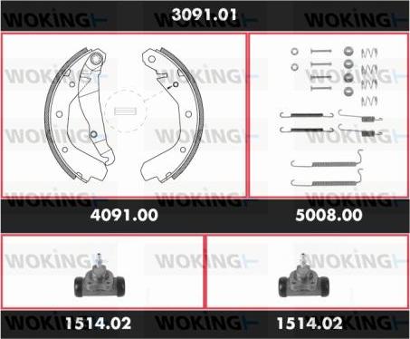 Woking SPK 3091.01 - Комплект тормозных колодок, барабанные avtokuzovplus.com.ua