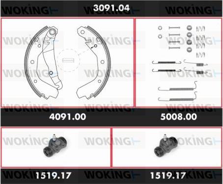 Woking SPK 3091.04 - Комплект тормозных колодок, барабанные avtokuzovplus.com.ua