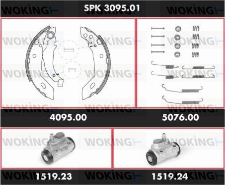 Woking SPK 3095.01 - Комплект гальм, барабанний механізм autocars.com.ua