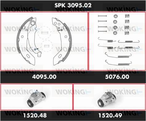 Woking SPK 3095.02 - Комплект гальм, барабанний механізм autocars.com.ua