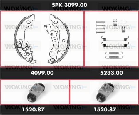 Woking SPK 3099.00 - Комплект гальм, барабанний механізм autocars.com.ua