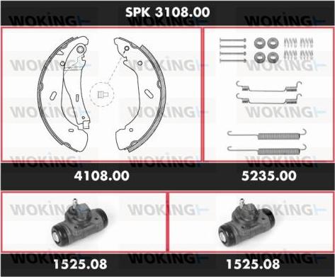 Woking SPK 3108.00 - Комплект гальм, барабанний механізм autocars.com.ua
