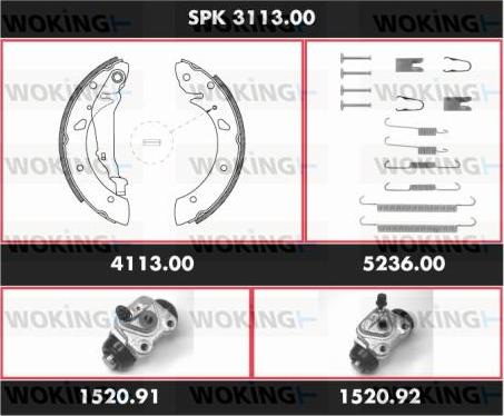 Woking SPK 3113.00 - Комплект гальм, барабанний механізм autocars.com.ua