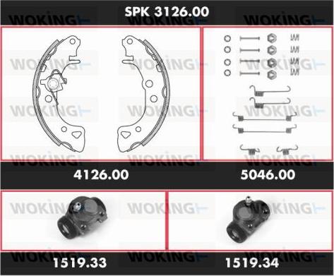 Woking SPK 3126.00 - Комплект гальм, барабанний механізм autocars.com.ua