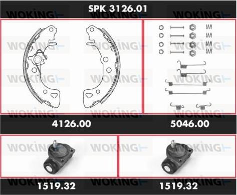 Woking SPK 3126.01 - Комплект гальм, барабанний механізм autocars.com.ua