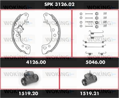 Woking SPK 3126.02 - Комплект гальм, барабанний механізм autocars.com.ua