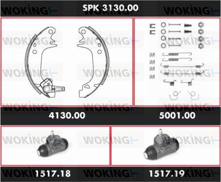 Woking SPK 3130.00 - Комплект гальм, барабанний механізм autocars.com.ua