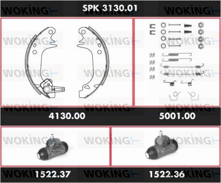 Woking SPK 3130.01 - Комплект гальм, барабанний механізм autocars.com.ua